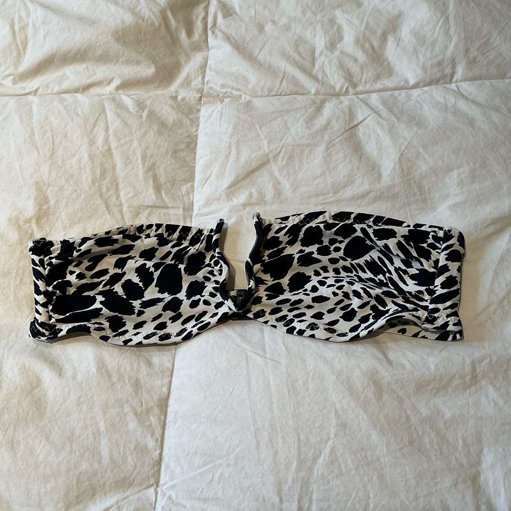 H&M Black and White Animal Print Bandeau Top size 14